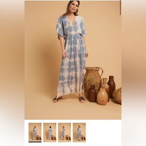 Elegant Blue and Cream Maxi dress